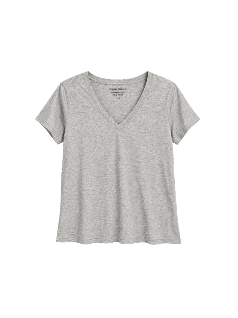 NWT Banana Republic 100% Supima Cotton V-Neck T-Shirt - Heather Grey, Size L